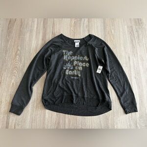 NWT Disney Parks Women’s Happiest Place on Earth Lightweight Grey Sweatshirt - M